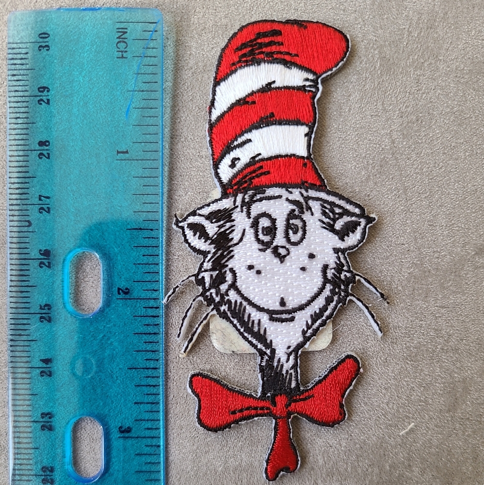 Cat in the Hat Iron On Embroidered Patch